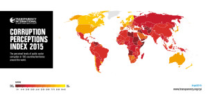 La mappa dell’indice di percezione della corruzione 2015 di Transparency International / A world map of the 2015 Corruption Perceptions Index by Transparency International