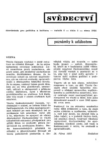 Il primo numero della rivista trimestrale Svědectví, nell'inverno 1956 / The first issue of Svědectví, the quarterly magazine, in Winter 1956