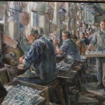 Josef Schlesinger, “Vetreria”, 1940-1950, olio su tela / Josef Schlesinger, “Glass factory”, 1940-1950, oil on canvas